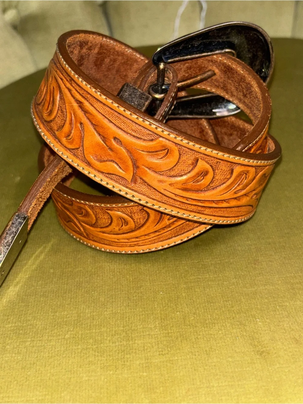 VINTAGE TONY LAMA Belt 36 Brown Cowhide leather Western Cowboy Rodeo